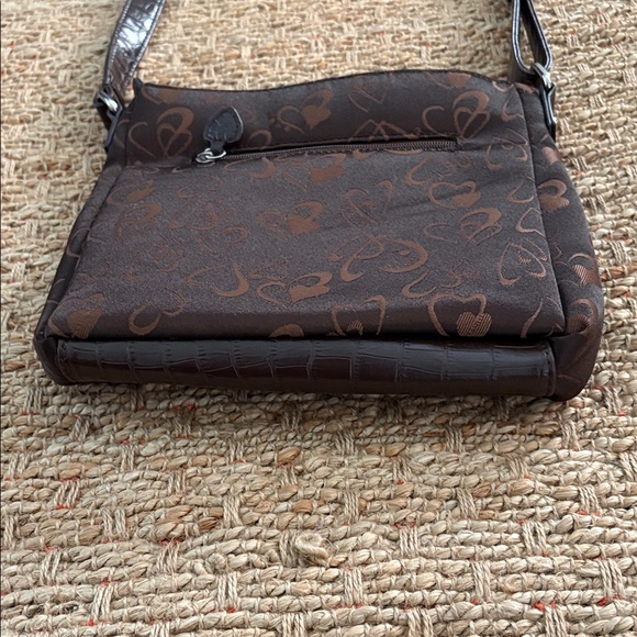 Brown Heart Pattern Cross Body Shoulder Bag - Picture 5 of 8